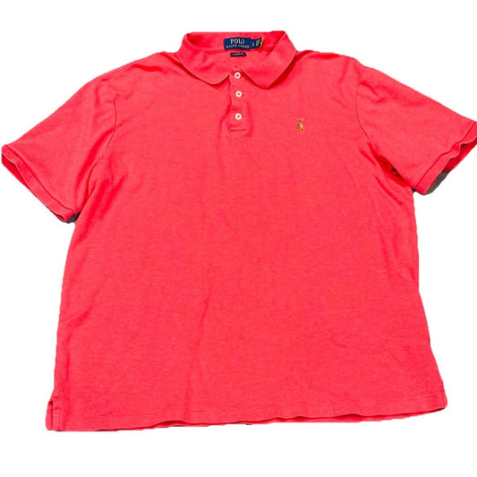 Polo Ralph Lauren Mens Short Sleeve Shirt Red 100% Cotton Mesh Classic Fit