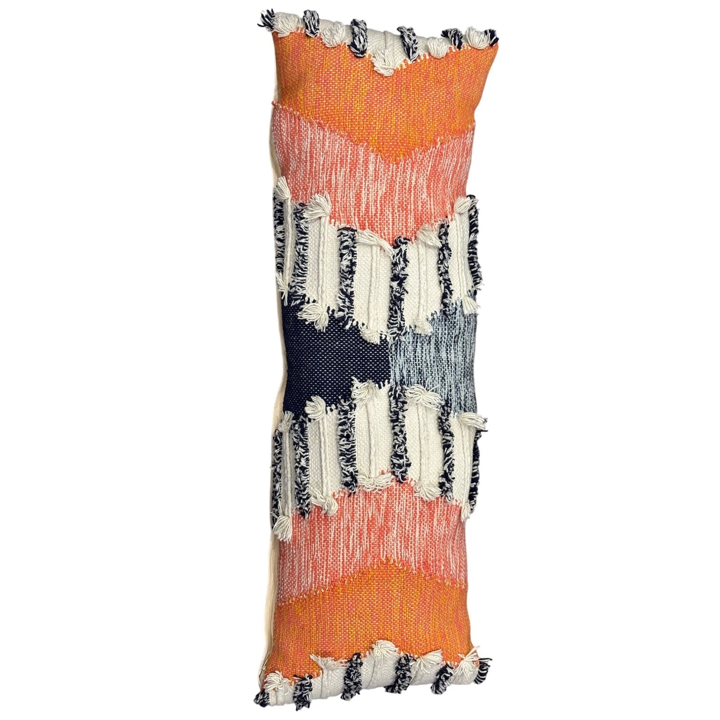 Geometric decorative long Woven Lumbar Pillow Cover With Fringe