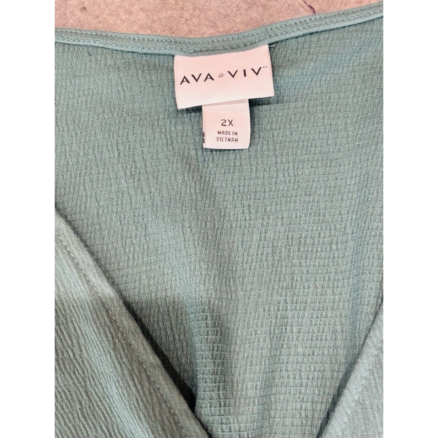 Women' Plus size Long Sleeve Knit Babydoll Dress- Ava & Viv- Green- Size: 2XL