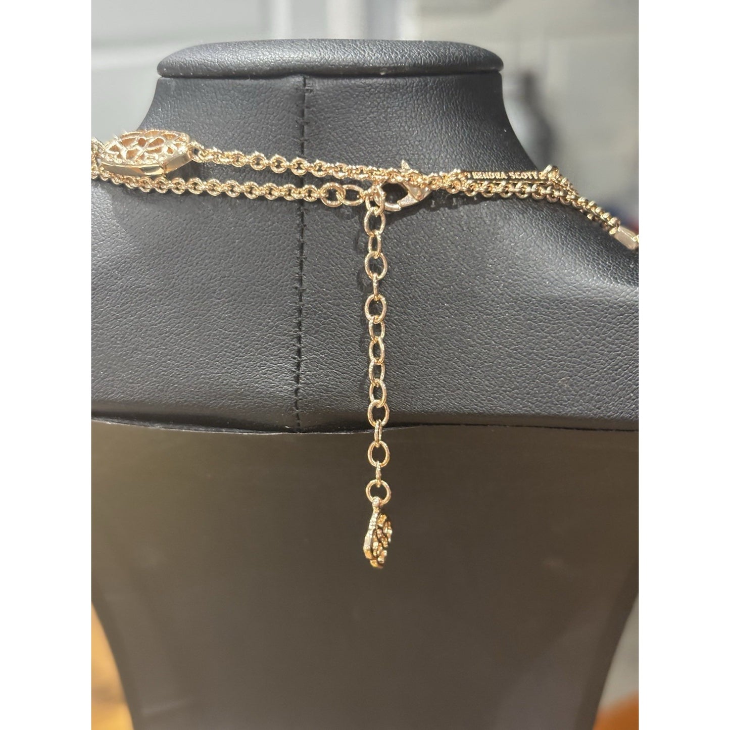 Kendra Scott Rose Gold Station Necklace With Iridescent Champagne Stones