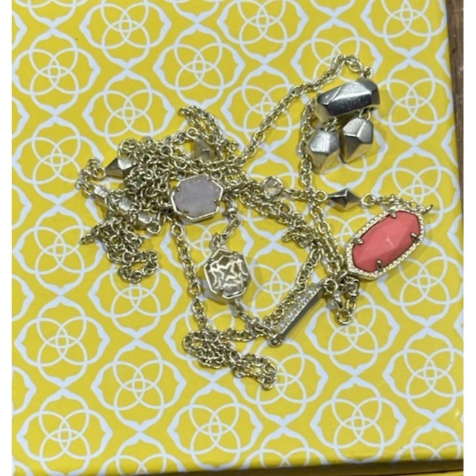 Kendra Scott Maddie Necklace Gold With Coral Magnesite Stone Adjustable