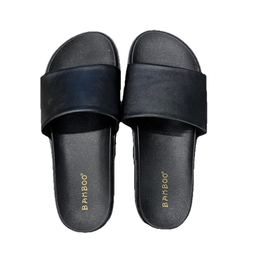 Bamboo Black Platform Slides Size 6.5