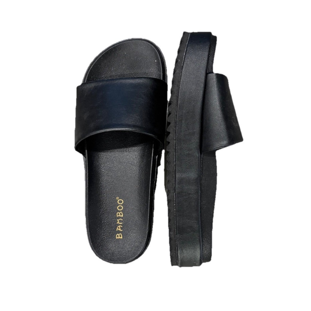 Bamboo Black Platform Slides Size 6.5