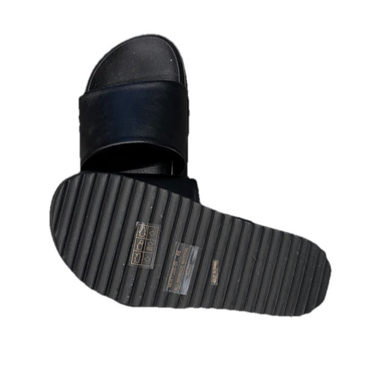 Bamboo Black Platform Slides Size 6.5