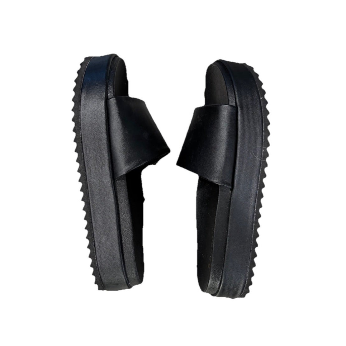 Bamboo Black Platform Slides Size 6.5