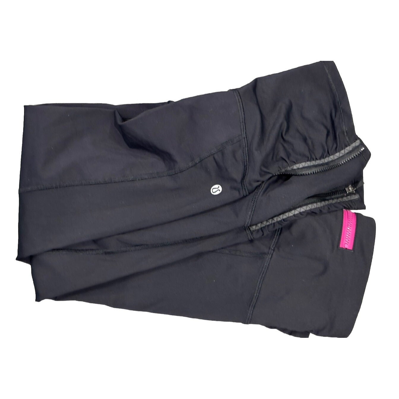 Lululemon RUNDAY Crop Pants Black Raspberry Pink Stripe Reflect Zip Ankle Sz 6