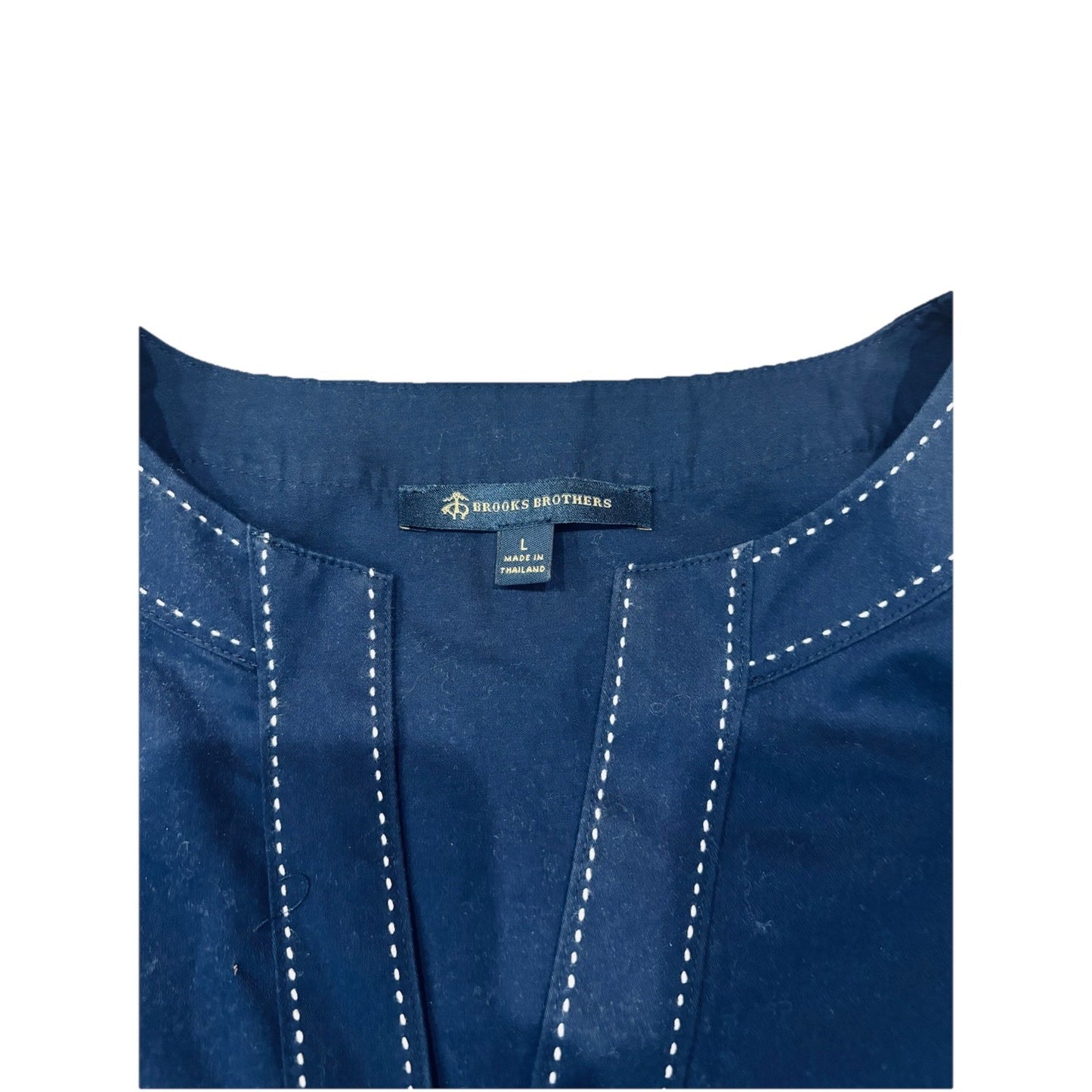 Brooks Brothers TUNIC blouse TOP navy blue Sz L Bell Sleeves  COTTON