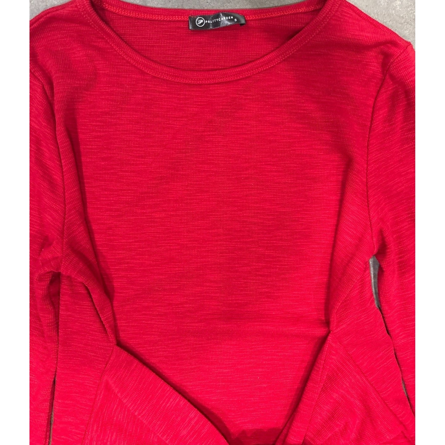 Pretty Garden Small  Red Long Sleeve Knit Dress With Waist Tie Detail