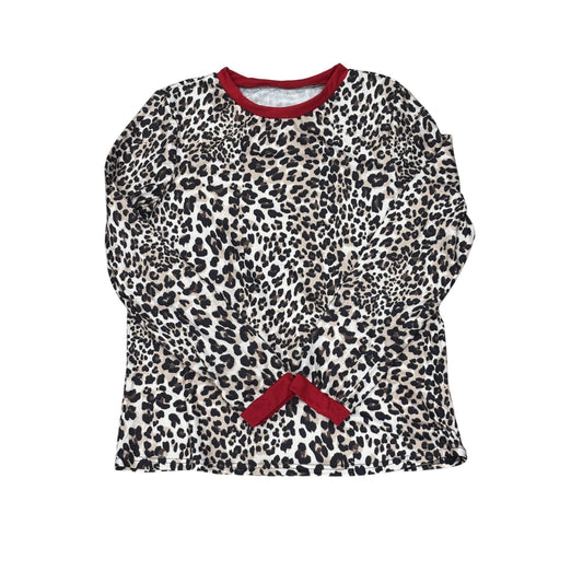 Leopard Print Long Sleeve Top With Red Trim Size Medium
