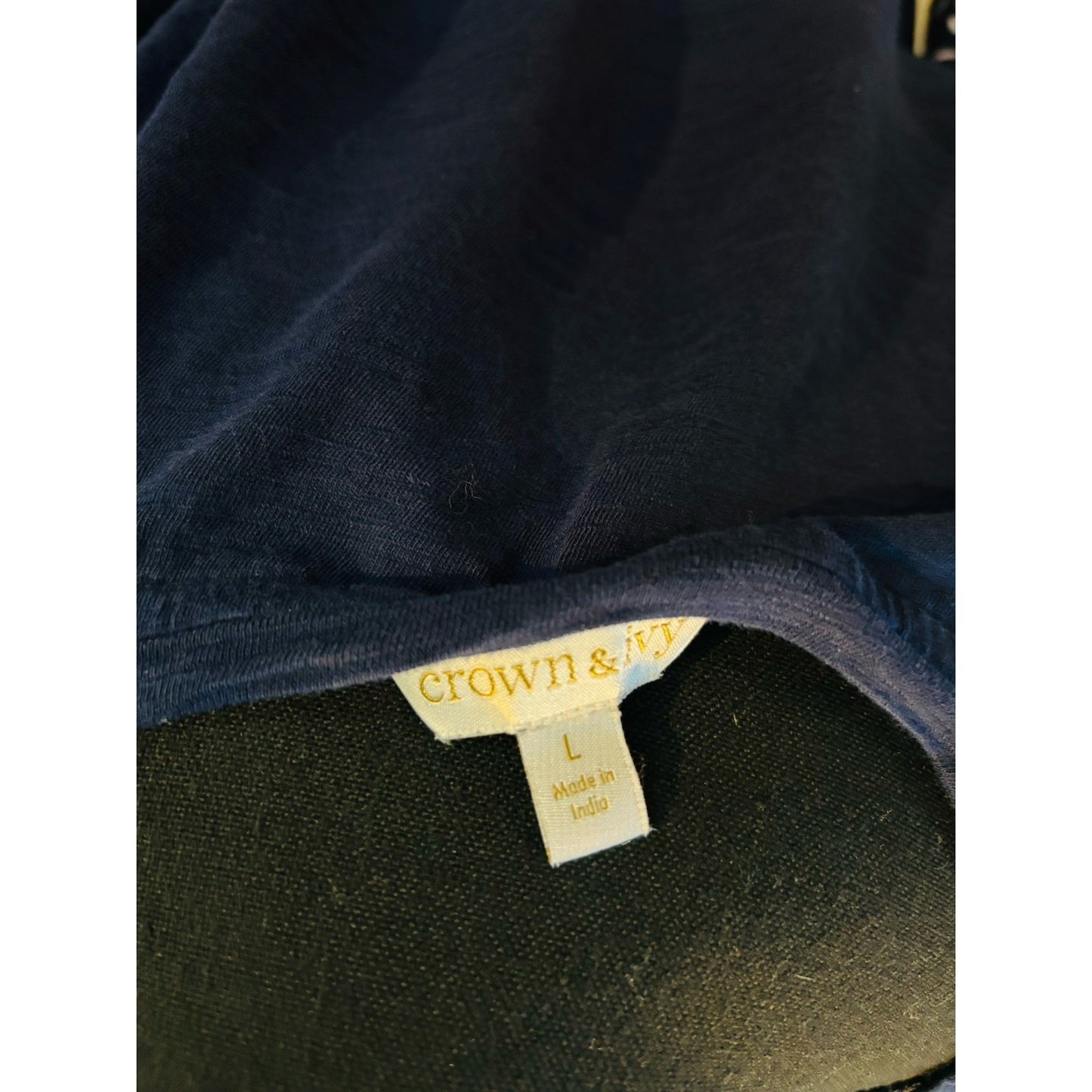 Crown & Ivy Navy Woman’s Flutter Bell Sleeve Top With Embroidery Size XL