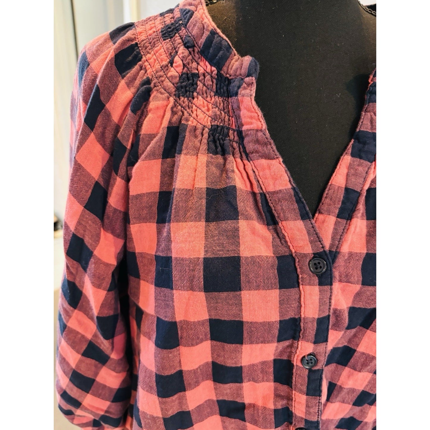 Time and Tru Women's Button Down Top with Puff Sleeves size XL