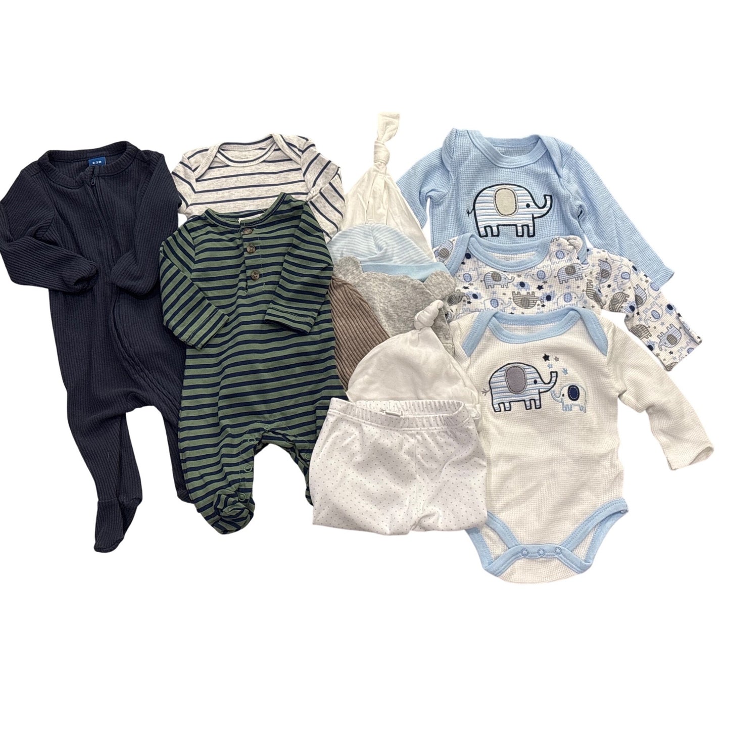 Baby Boy Clothing Set Size 0-6M Duck & Duck Goose and Scene and Heard Elephant & Stripes