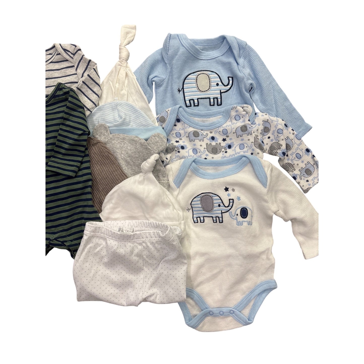 Baby Boy Clothing Set Size 0-6M Duck & Duck Goose and Scene and Heard Elephant & Stripes