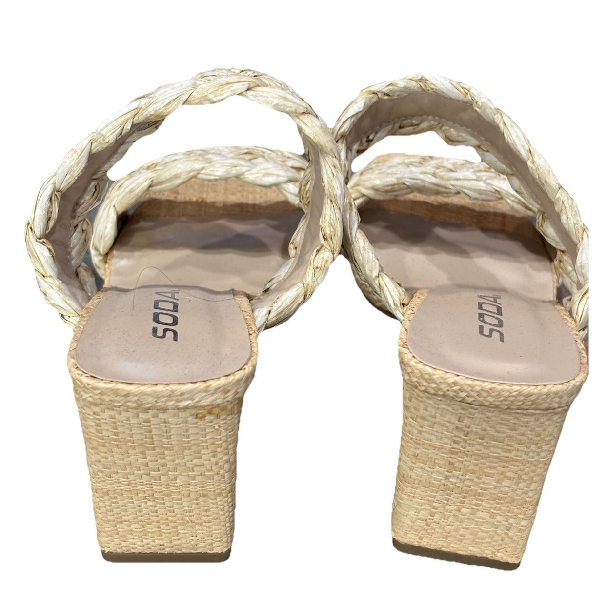 Soda Braided Slip On Heels Natural Color Size 6.5 NWOT