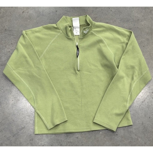 The North Face Cropped Top Womens Small Long Sleeve Pullover 1/2 Zip Green