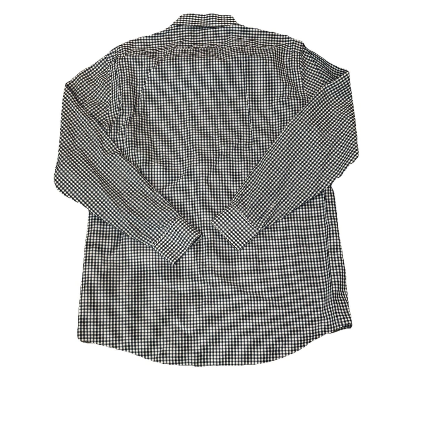 STAFFORD EASY CARE BROADCLOTH Mens Size 17 1/2 36/37 Navy Plaid Long Sleeve