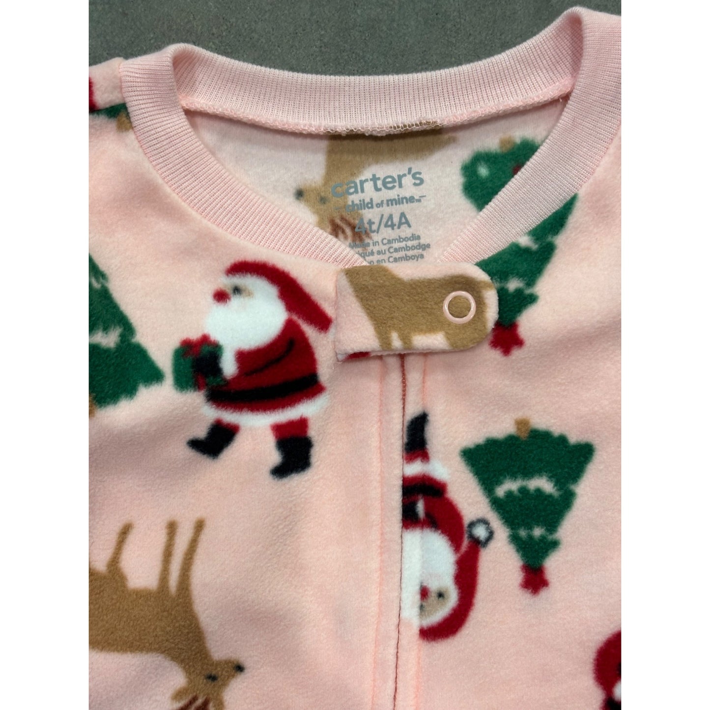 Baby Fleece Footed Pajamas With Santa & Reindeer Pattern Size 4T  Child Of Mine By Carters