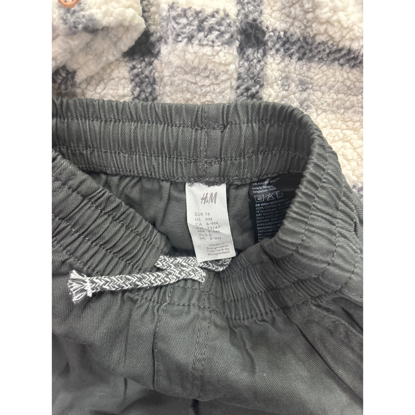 Carters Baby Sherpa Plaid Jacket & H&M Jogger Pants Set 12M Cozy Winter Outfit