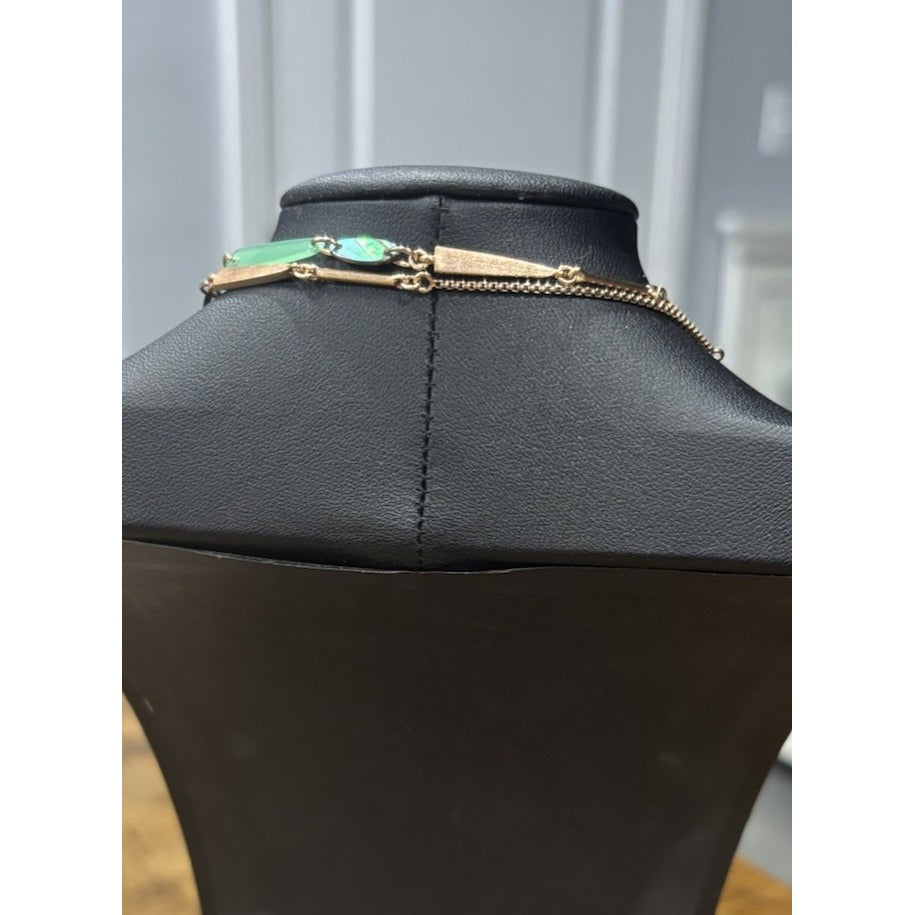 Kendra Scott Rose Gold Station Necklace In Mint Green Shell And Abalone