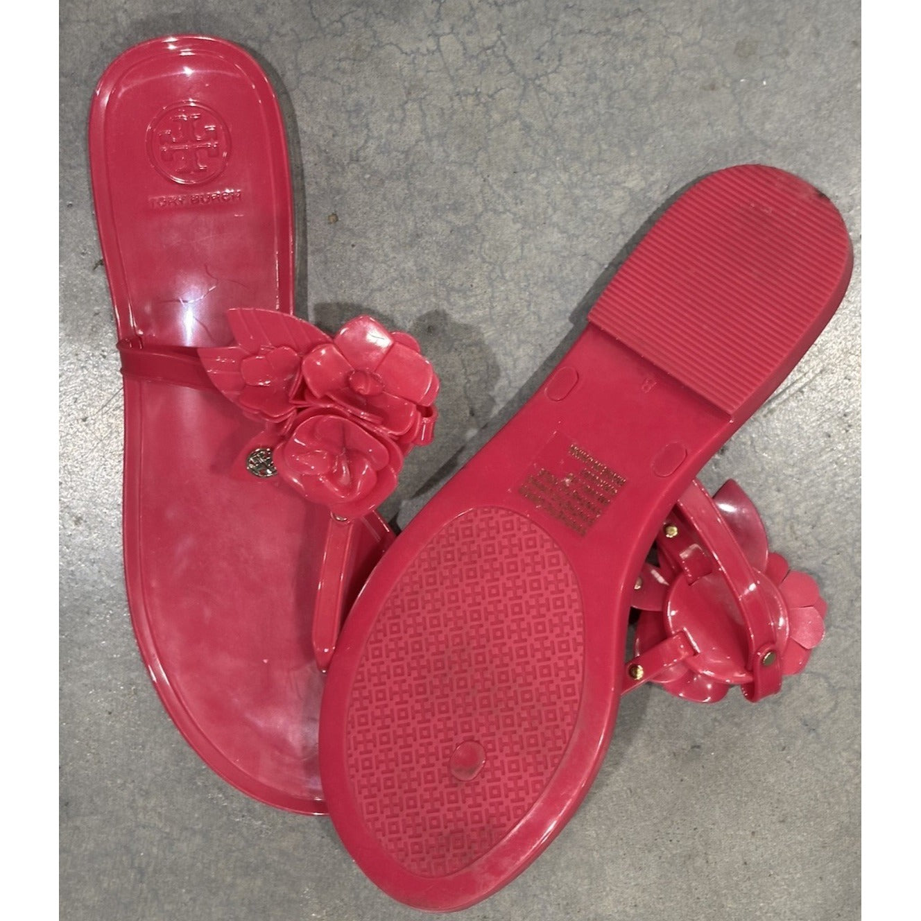 Tory Burch Hot Pink Blossom Jelly Sandals Size 8