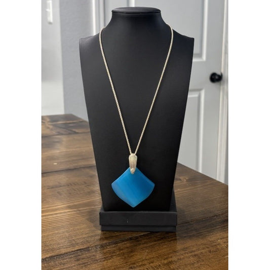 Blue Kendra Scott Gold Aislinn Necklace Teal Agate Adjustable