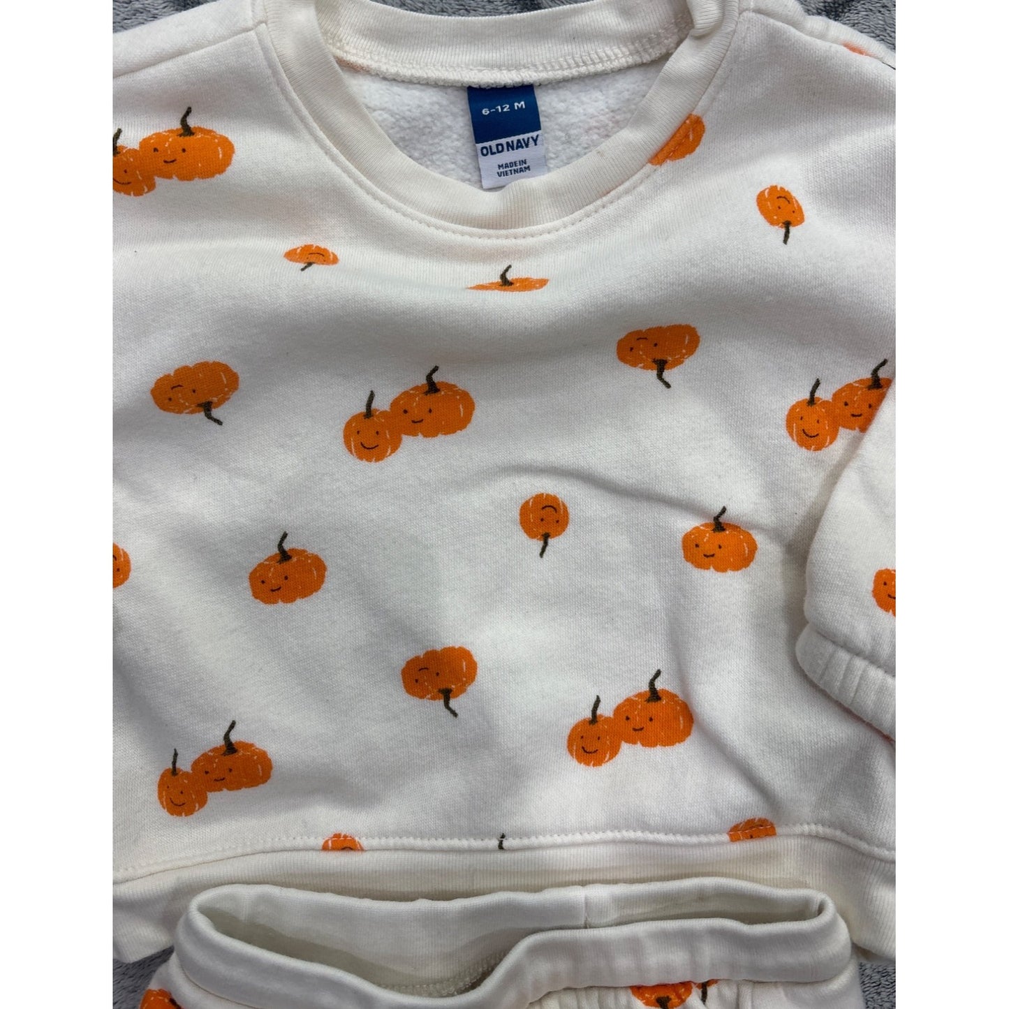 Old Navy Baby Pumpkin Print Sweatshirt & Jogger Set 6-12M Cotton