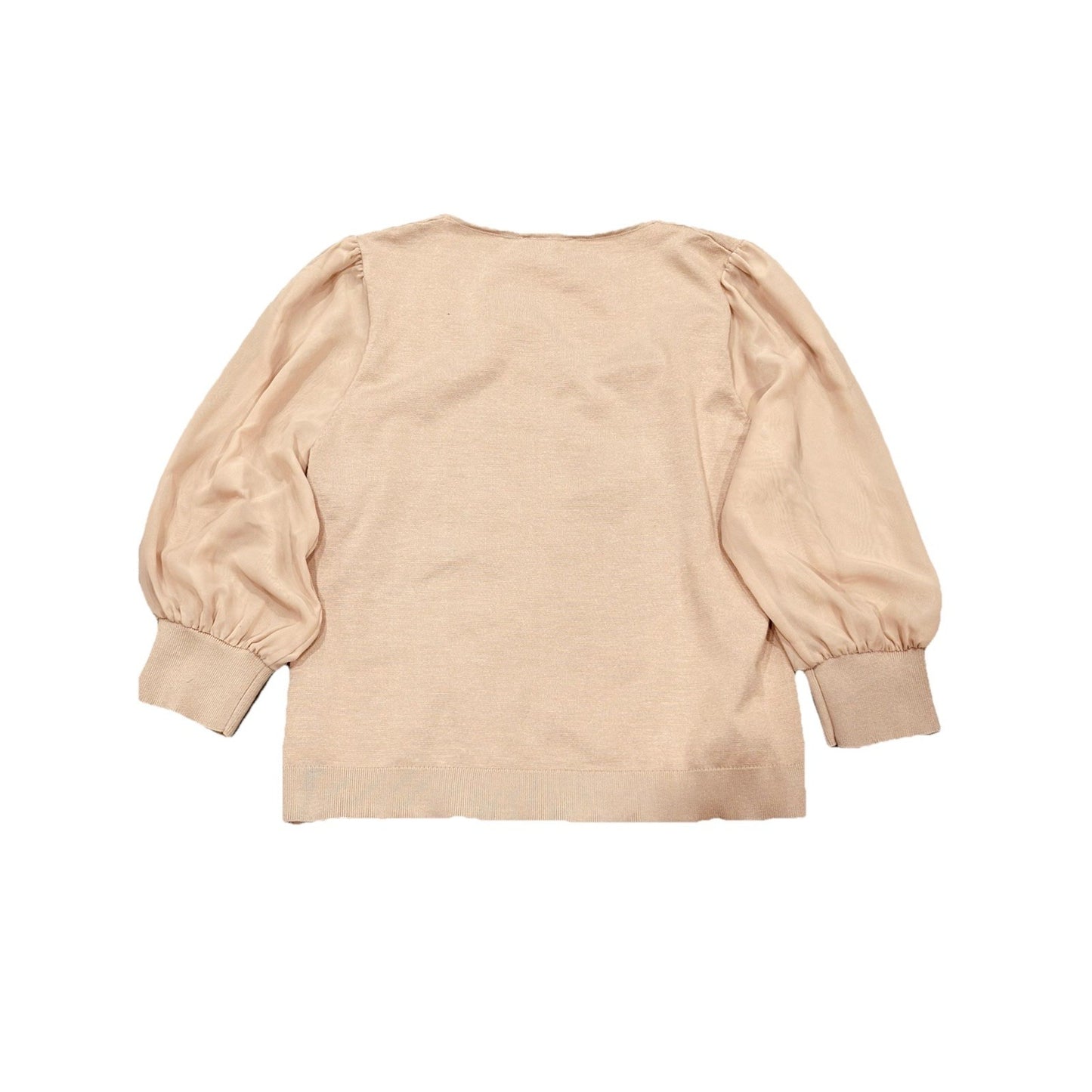 adrianna papell Sheer Ballon Sleeve Sweater In Blush Size Large