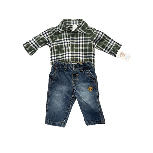 Carters Flannel Shirt And Timberland Jeans Baby Jeans 3 Months