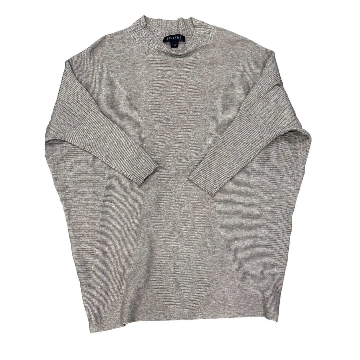 Sisters Soft Gray Ribbed Oversized Knit Sweater Womens Cozy Chic Size L