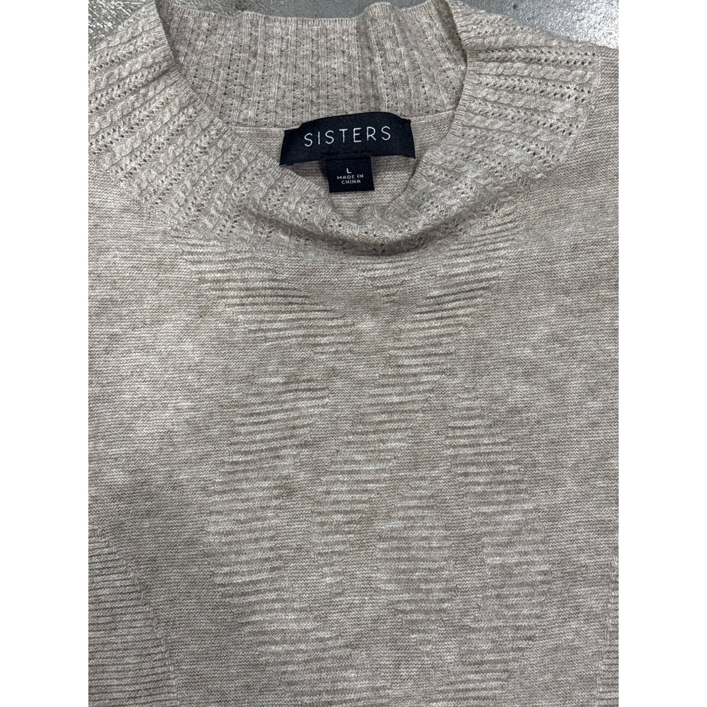 Sisters Soft Gray Ribbed Oversized Knit Sweater Womens Cozy Chic Size L