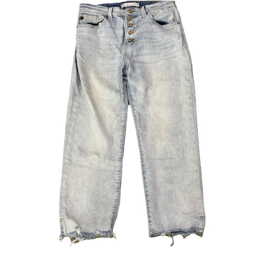 KanCan High Rise Button Fly Cropped Jean Light Wash Denim Womens Size 27 Relaxed