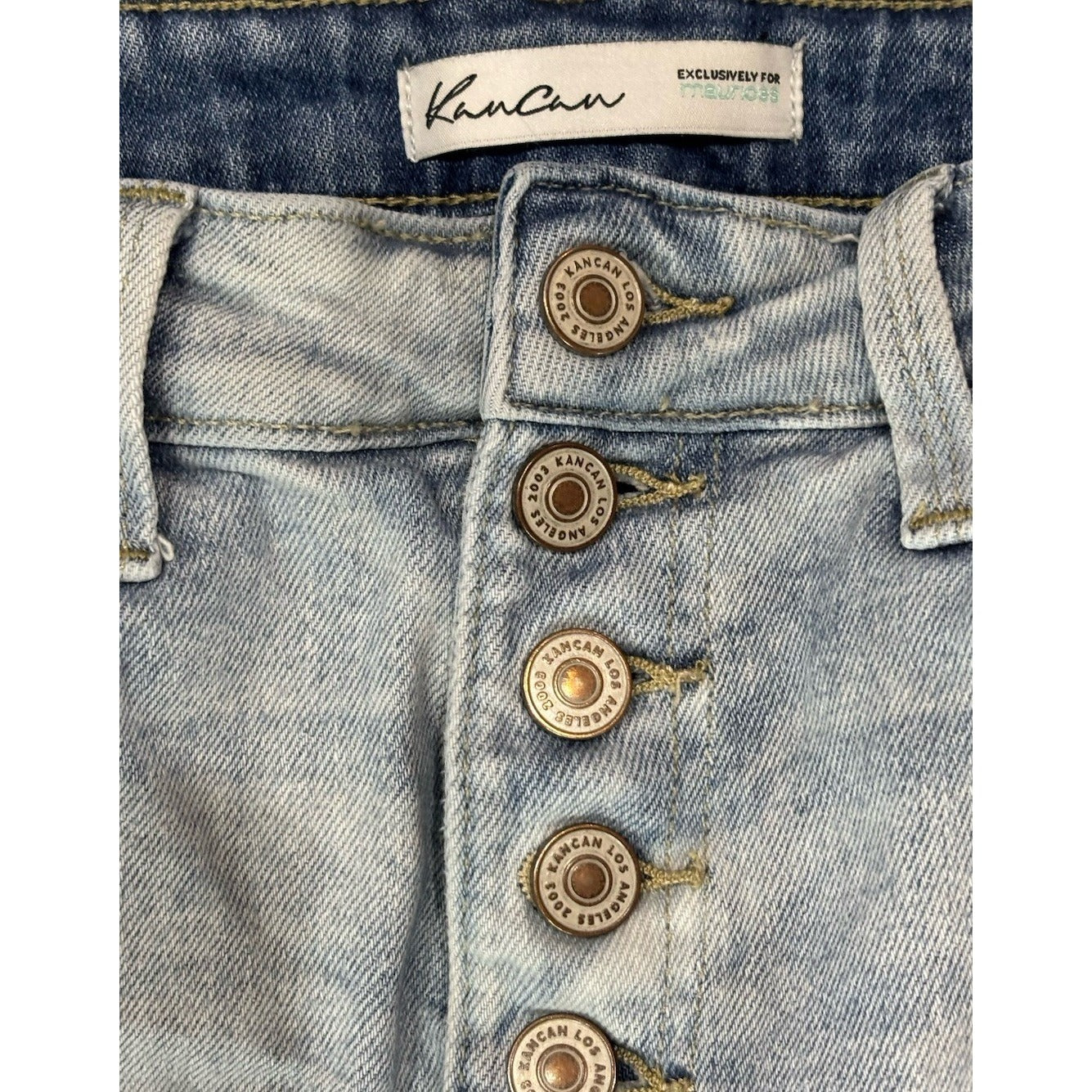 KanCan High Rise Button Fly Cropped Jean Light Wash Denim Womens Size 27 Relaxed