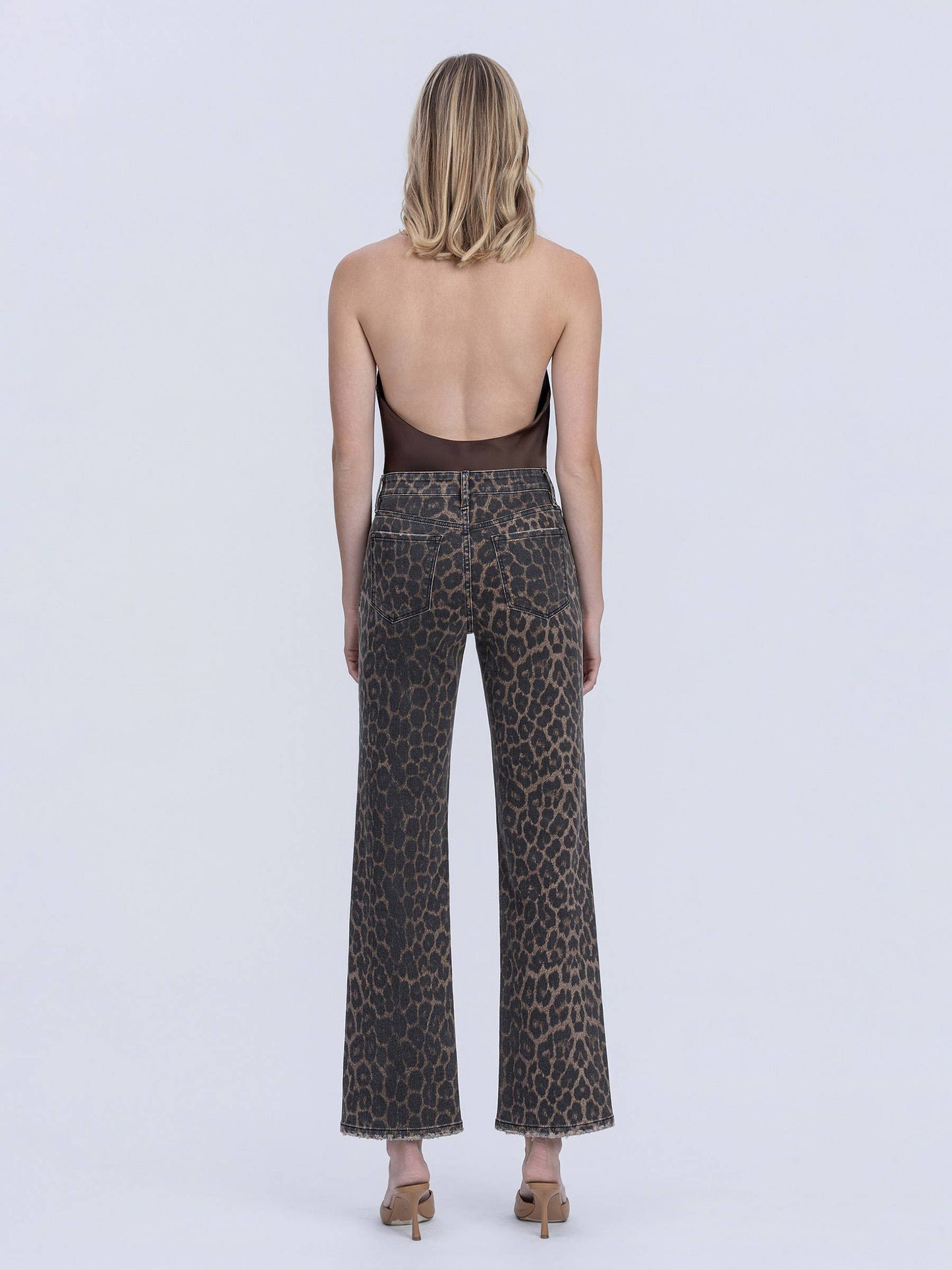 HIGH RISE LEOPARD PRINT SLIM WIDE JEANS F6381LPD