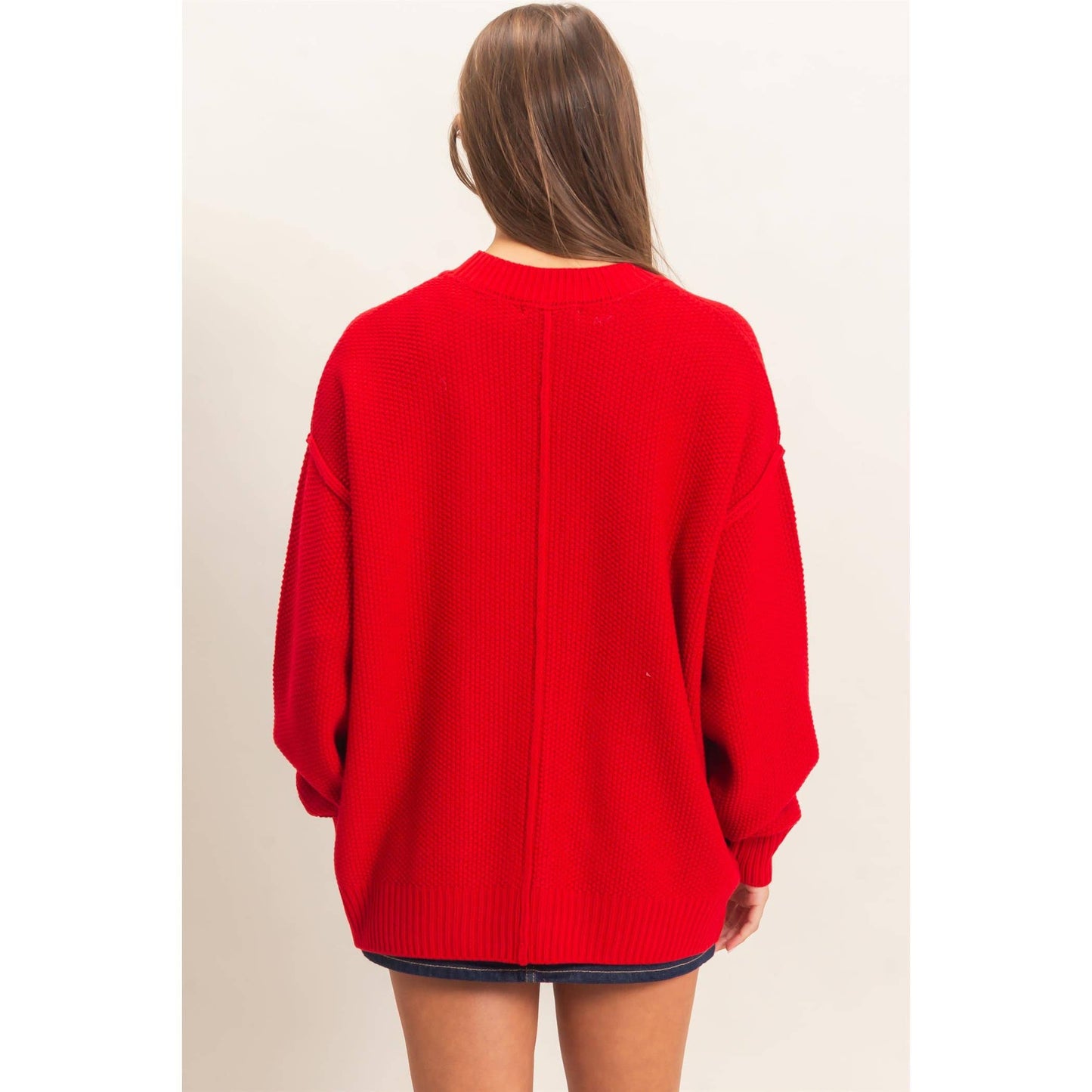 Textured Oversized Knit Buttoned Cardigan