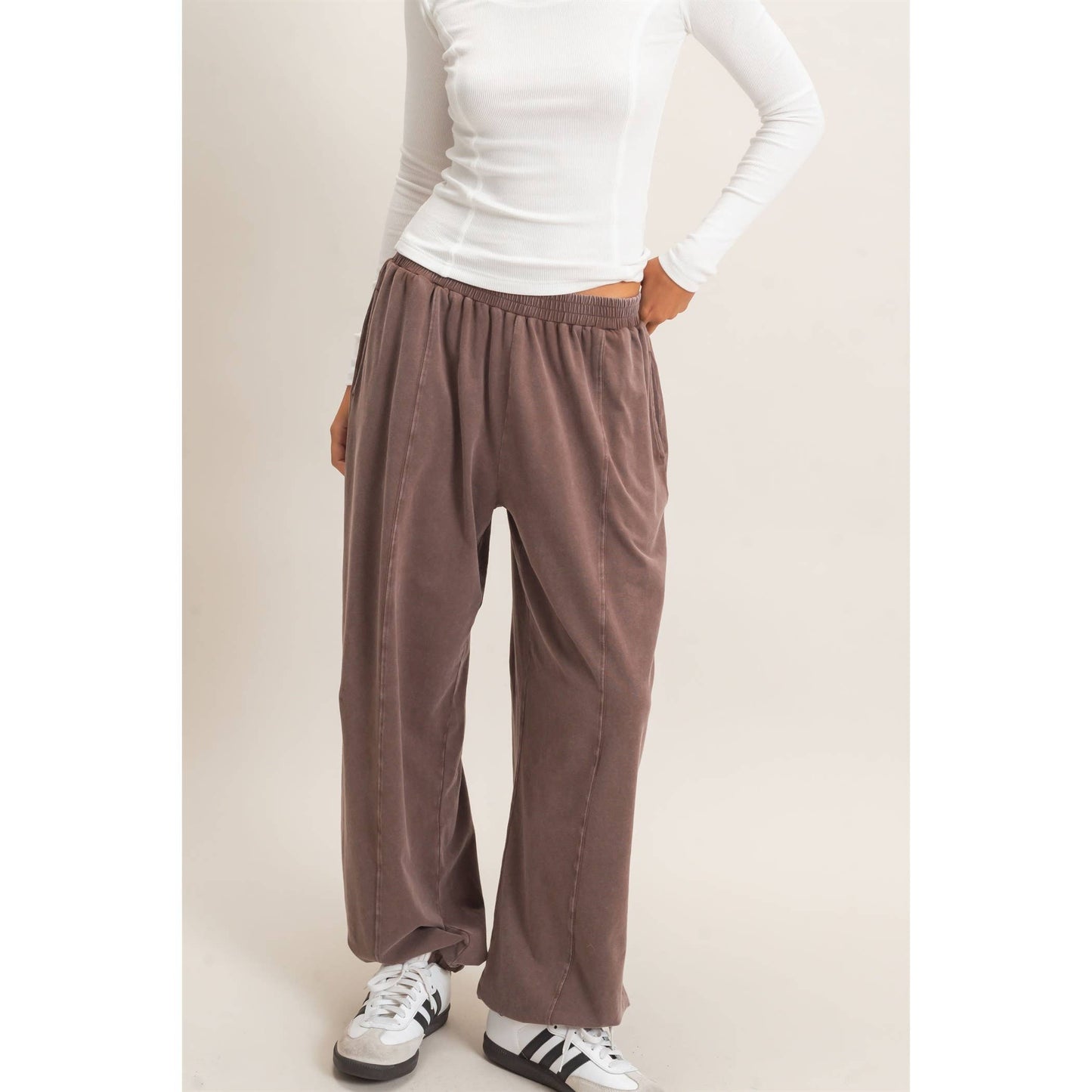 Double Zero Mineral Wash Elastic Waist Jogger Pants