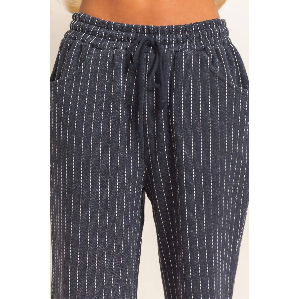 Pinstripe Elastic Waist Sweatpants