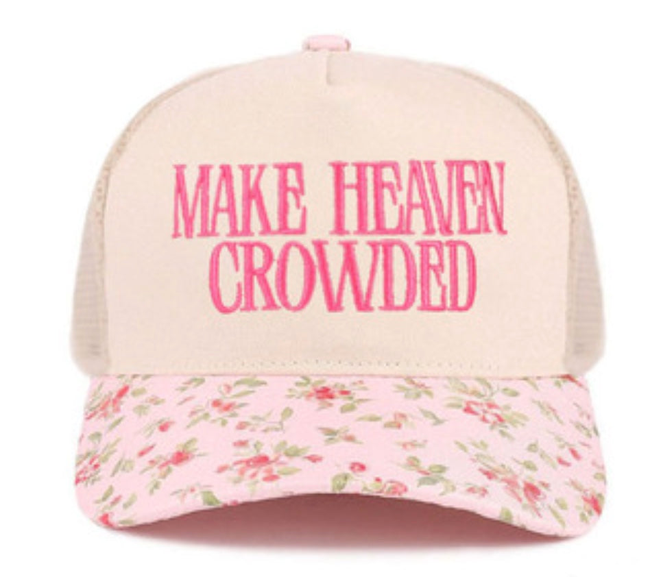 Make heaven crowded two tone mesh snapback hat