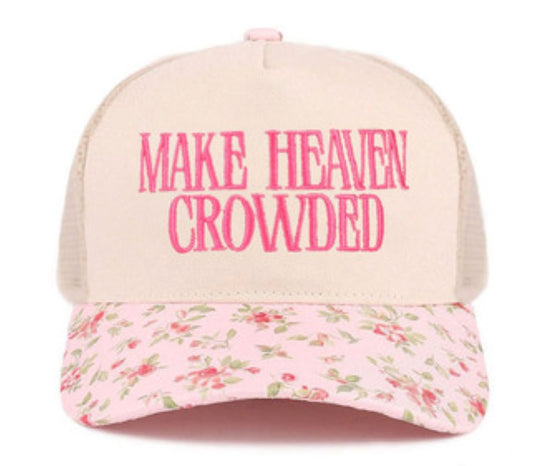 Make heaven crowded two tone mesh snapback hat