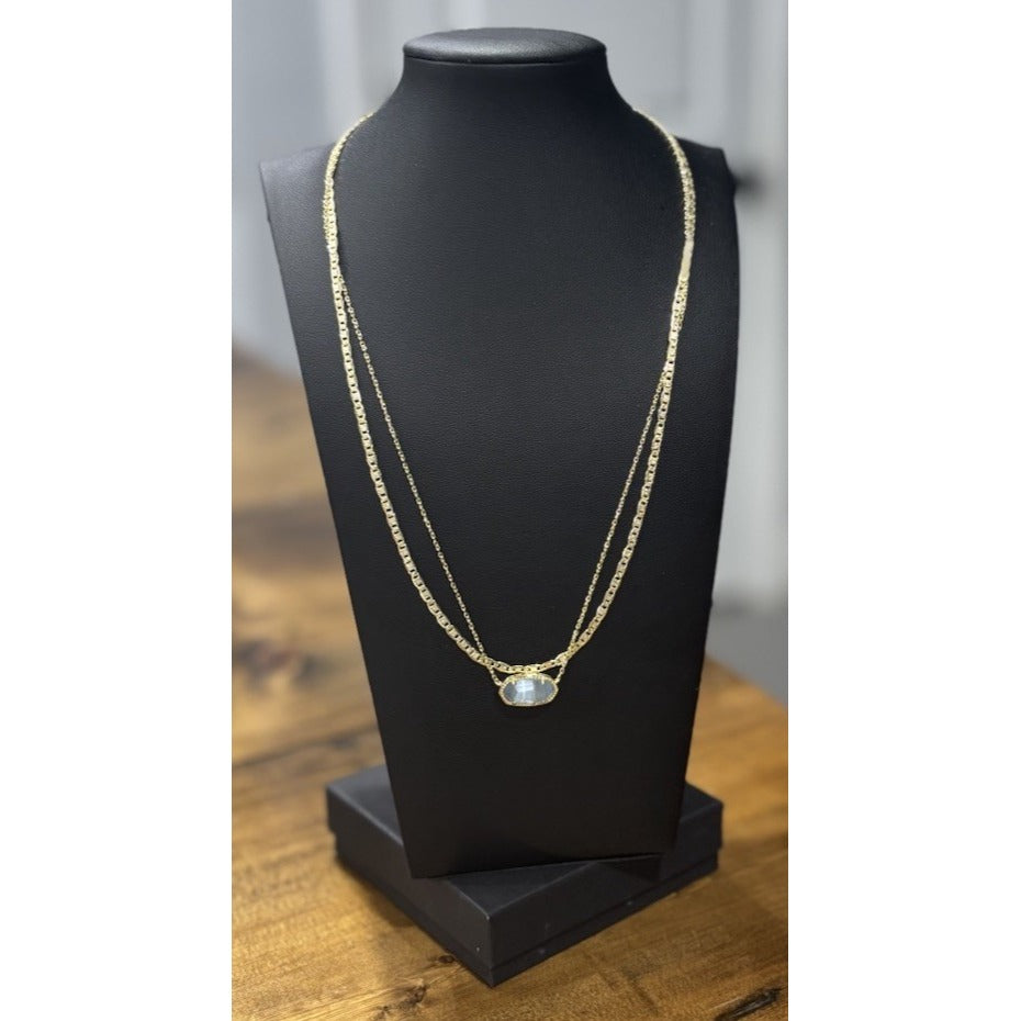 Kendra Scott Elisa Herringbone Gold Multi Strand Necklace in Gray Cats