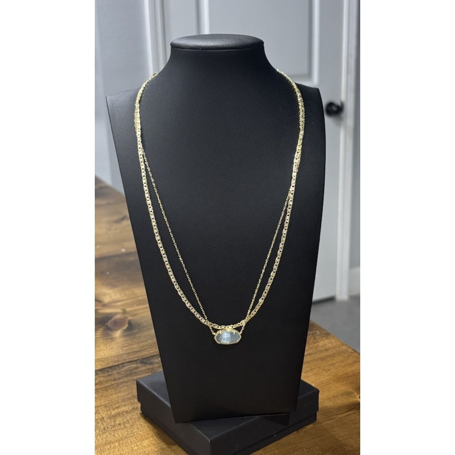 Kendra Scott Elisa Herringbone Gold Multi Strand Necklace in Gray Cats