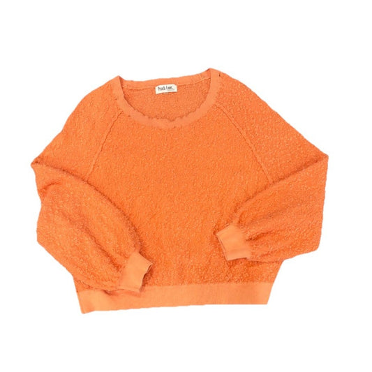 Peach Love Orange Fuzzy Distressed Sweater Size M