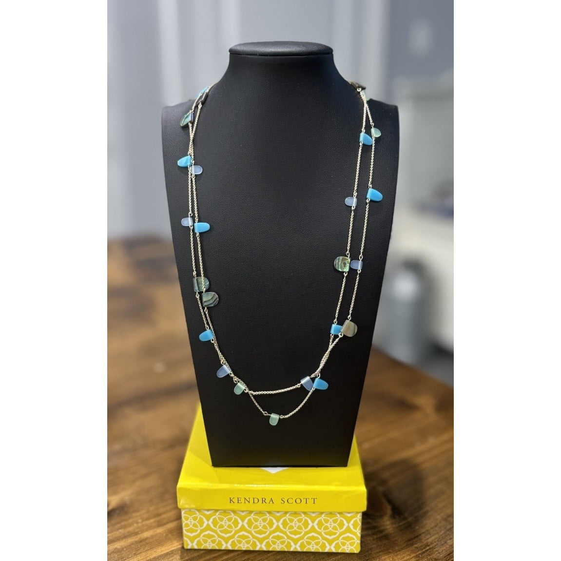 Kendra Scott Gold Leola Blue Abalone Mix Necklace