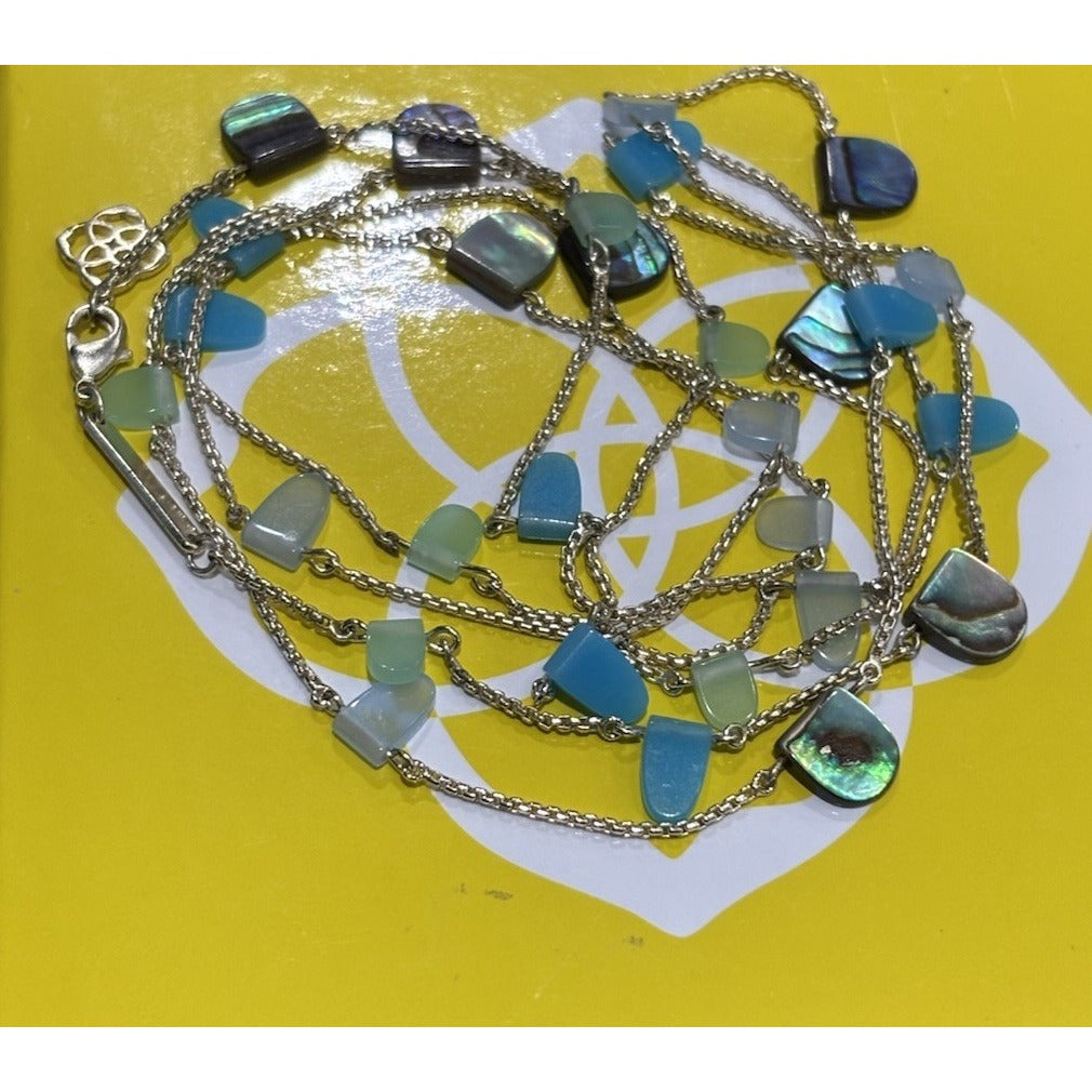 Kendra Scott Gold Leola Blue Abalone Mix Necklace