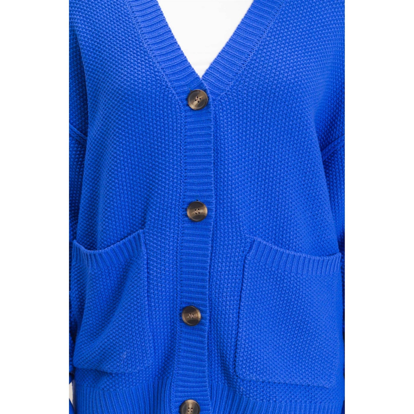 Textured Oversized Knit Buttoned Cardigan