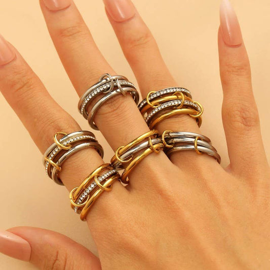 Stainless Steel Stackable Plain Band Rings Linked | 40R134