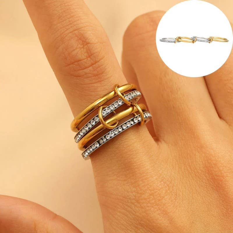 Stainless Steel Stackable Plain Band Rings Linked | 40R134