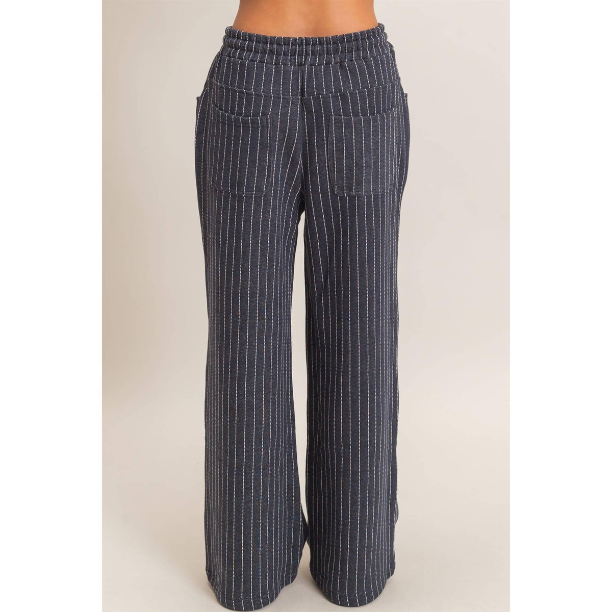 Pinstripe Elastic Waist Sweatpants