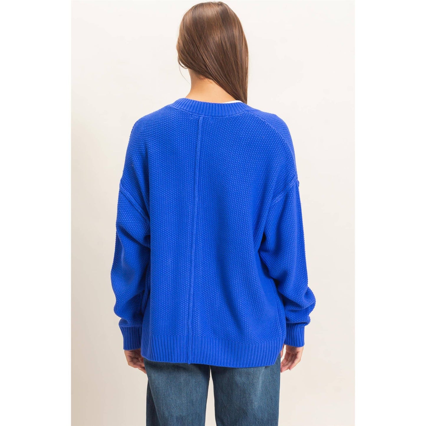 Textured Oversized Knit Buttoned Cardigan
