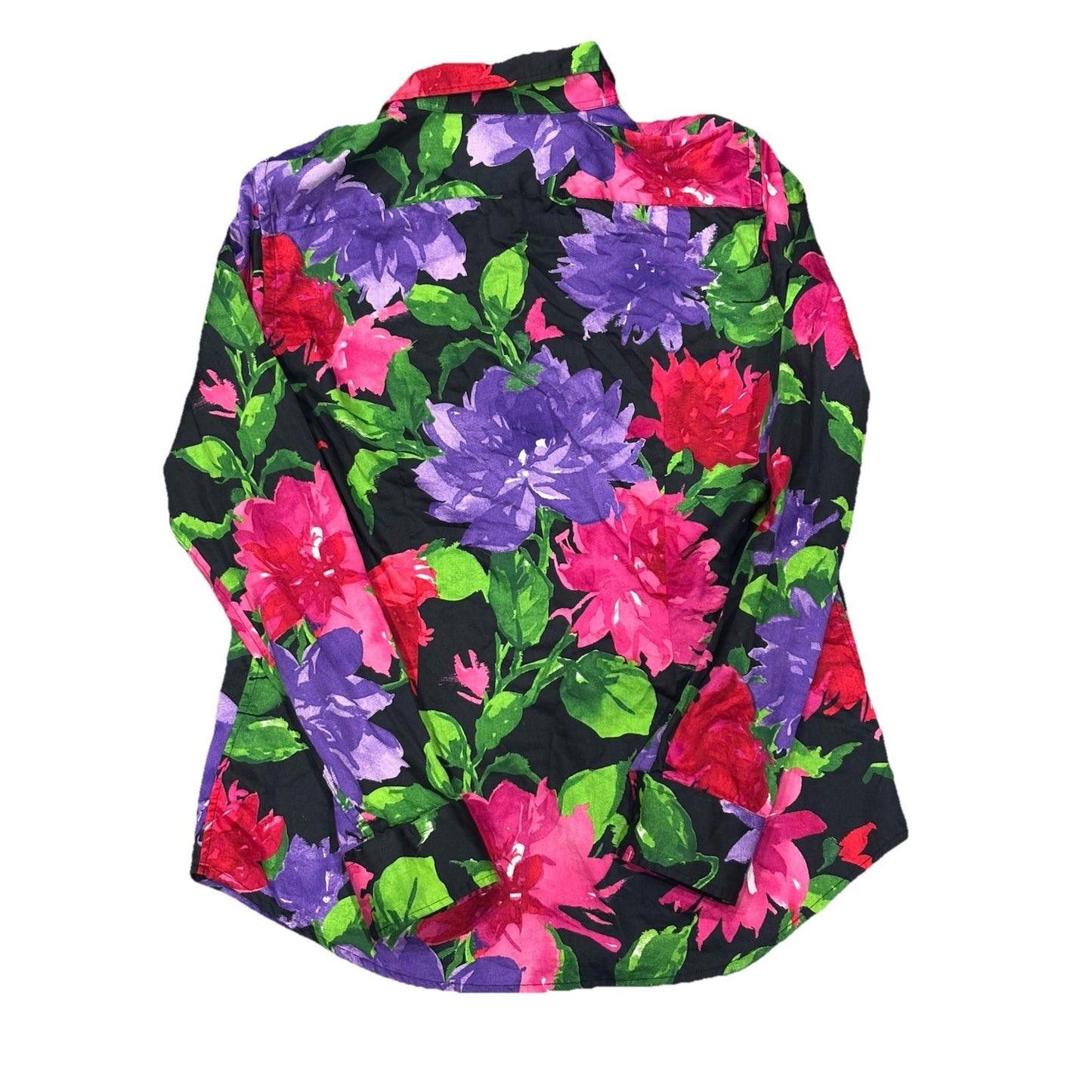 Lauren Ralph Lauren Size M Bright Multicolor Floral Women's Shirt 100% Cotton