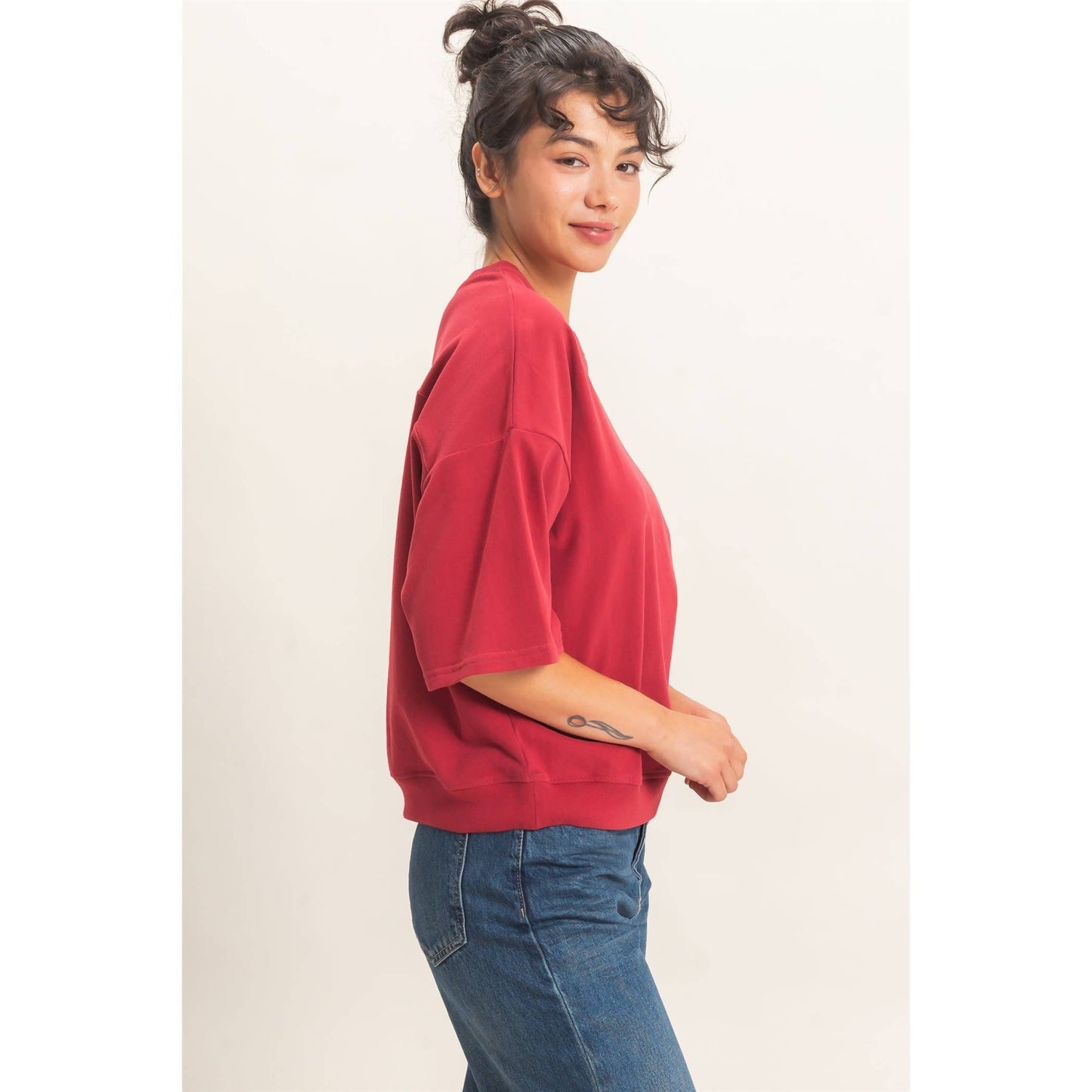 Double Zero Washed Crew Neck Short Sleeve Top